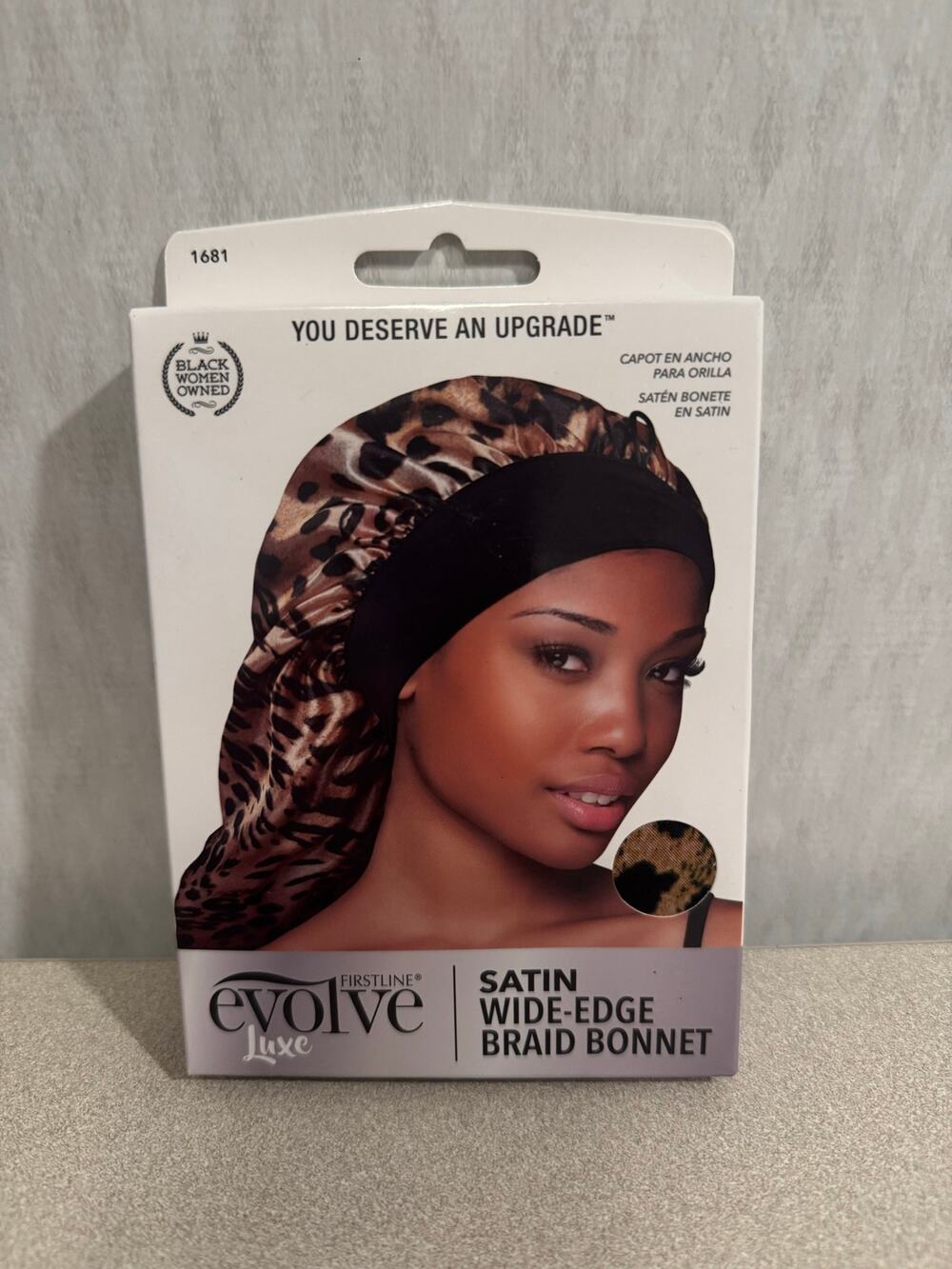 Evolve Luxe Satin Wide Edge Braid Bonnet Leopard Print Night Hair Care Cap